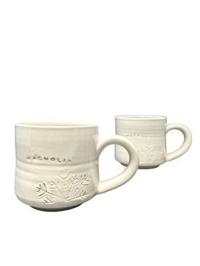 Magnolia Market X Black Oak Art Set of 2 Hand Thrown Ceramic Snowflake Mugs EUC